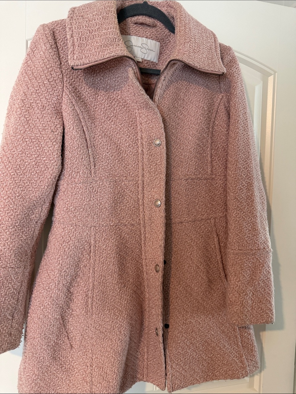 Jessica Simpson Textured Dusty Rose Pea Coat